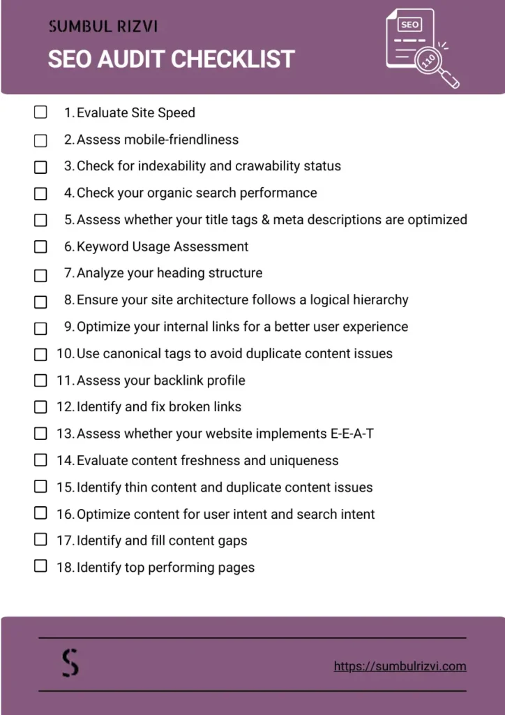 SEO Audit Checklist - Sumbul Rizvi