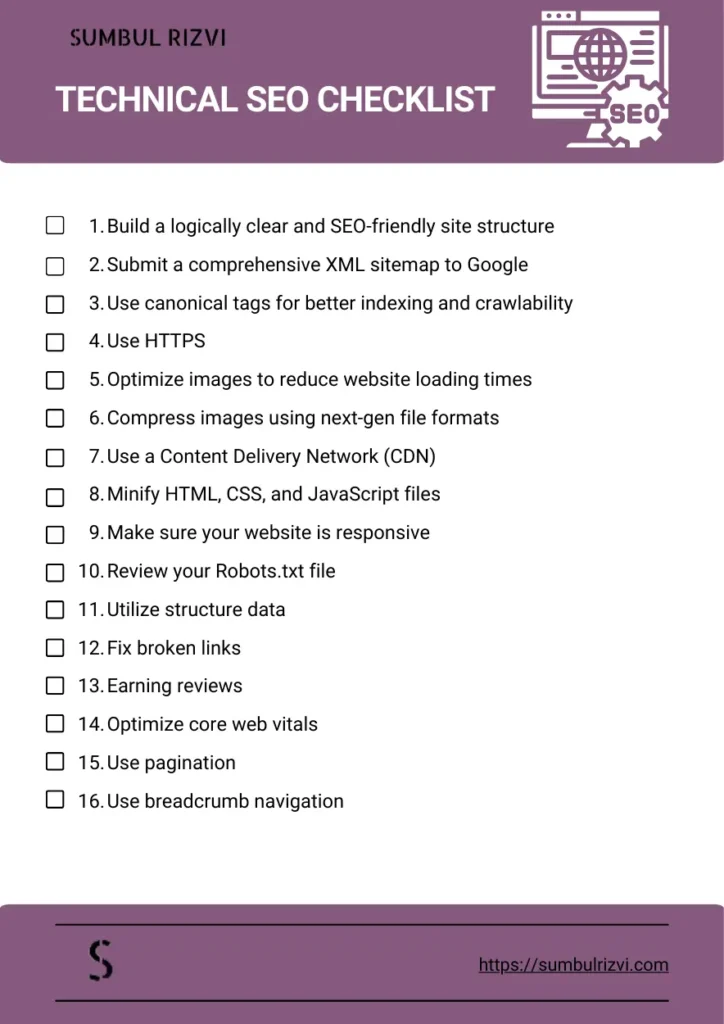 Technical SEO Checklist - Sumbul Rizvi